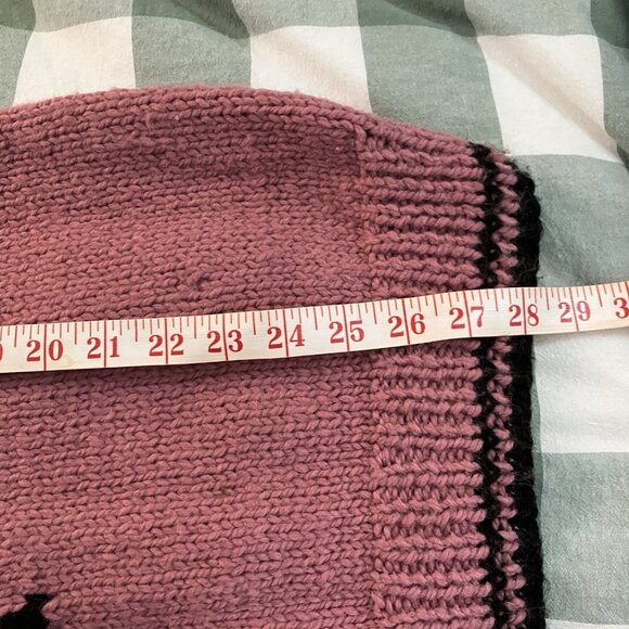 Handmade Vintage Knit Horse Sweater Womens Pink Black 80s 90s Granny - Picture 6 of 7